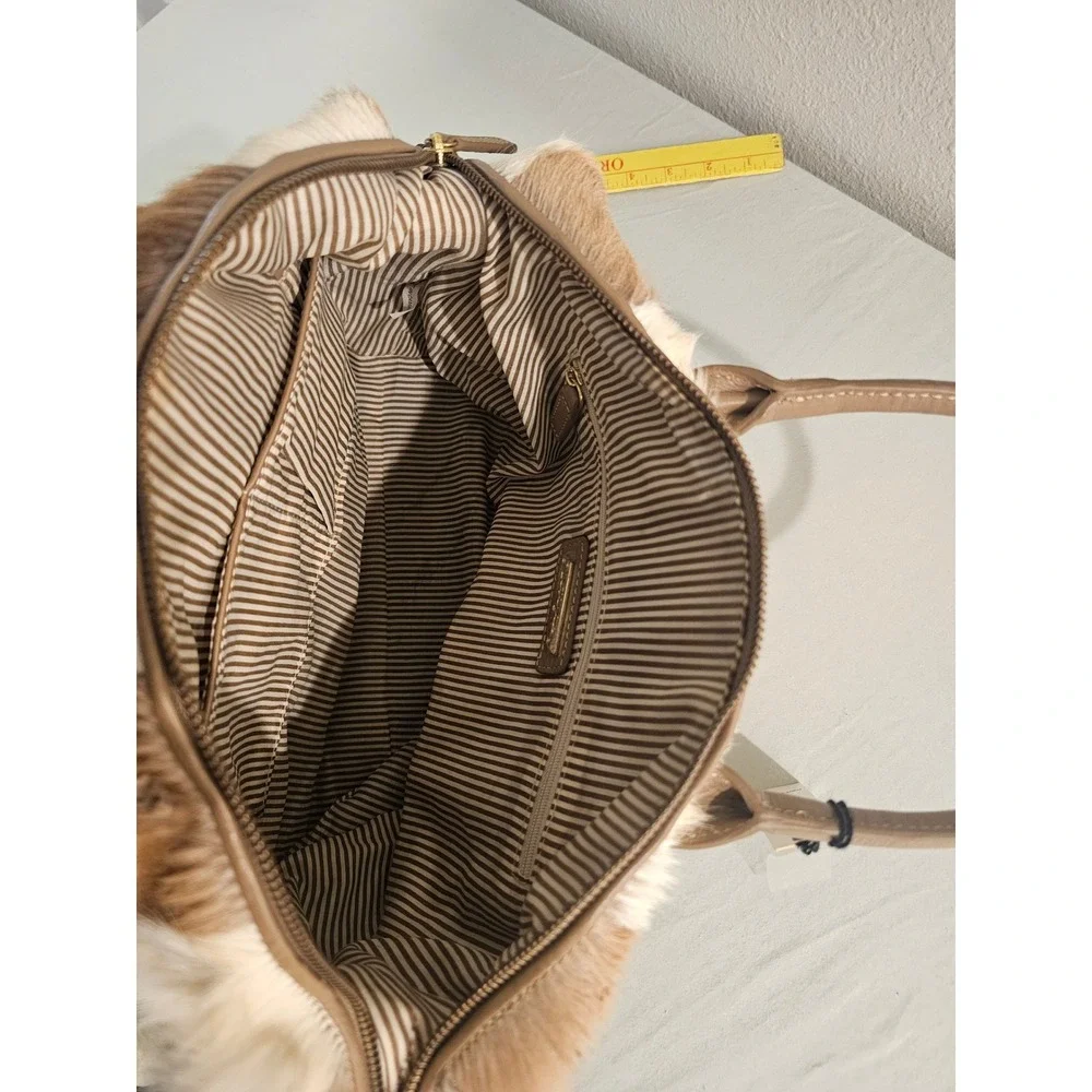 Letizia Satchel Brown White Patchwork Calf Hair Handbag